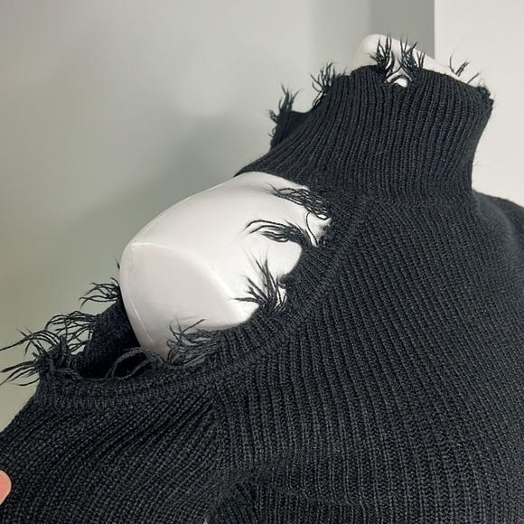 Signature Black Distressed Gothic Crop Sweater - Picture 4 of 8